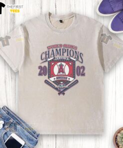 Alt Text: Premium Los Angeles Angels White Arch Washed T-Shirt celebrating Anaheim Angels World Series Champions.