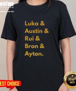 Premium Los Angeles Lakers 2025 line-up name ladies tee featuring vibrant team colors and stylish design.