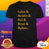 Premium Los Angeles Lakers 2025 Line Up Name T-Shirt featuring player names and vibrant team colors, perfect for fans.