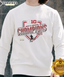 Premium Maryland Terrapins 2025 Big Ten Men's Soccer Champions Sweatshirt showcasing team colors and logo.