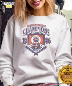 Alt Text: Premium New York Mets White Cooperstown World Series Champions Arch Sweatshirt, perfect for fans and collectors.