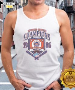 Alt Text: Premium New York Mets White Cooperstown World Series Champions Arch Tank Top showcasing team pride and style.