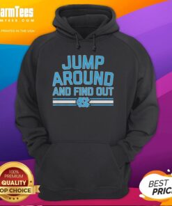 Premium North Carolina Tar Heels Basketball hoodie featuring 'Jump Around and Find Out' design for fans and athletes.