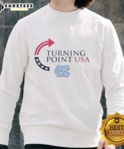 Premium North Carolina Tar Heels X Freedom Turning Point USA Charlie Kirk sweatshirt in blue with logo design.