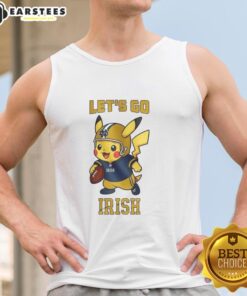 Premium Notre Dame Fighting Irish X Pikachu Let's Go tank top featuring vibrant graphics and a stylish design.