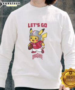 Premium Ohio State Buckeyes X Pikachu Let's Go sweatshirt featuring vibrant graphics and comfortable fit for fans.