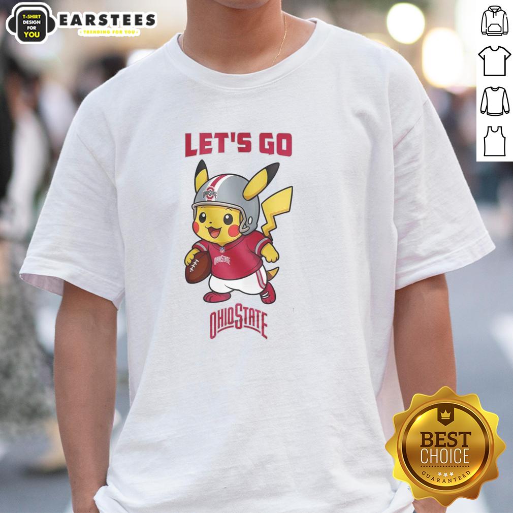 premium-ohio-state-buckeyes-x-pikachu-lets-go-t-shirt Alt Text: Premium Ohio State Buckeyes X Pikachu Let's Go T-Shirt featuring vibrant graphics of Pikachu and Ohio State logo.