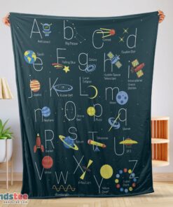 Premium Outer Space Alphabet Poster Cute A To Z Astronomy Fleece Blanket
