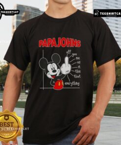 Alt Text: Premium Papa Johns X Mickey Fluff Off You Me Us T-Shirt featuring vibrant graphics and unique design.