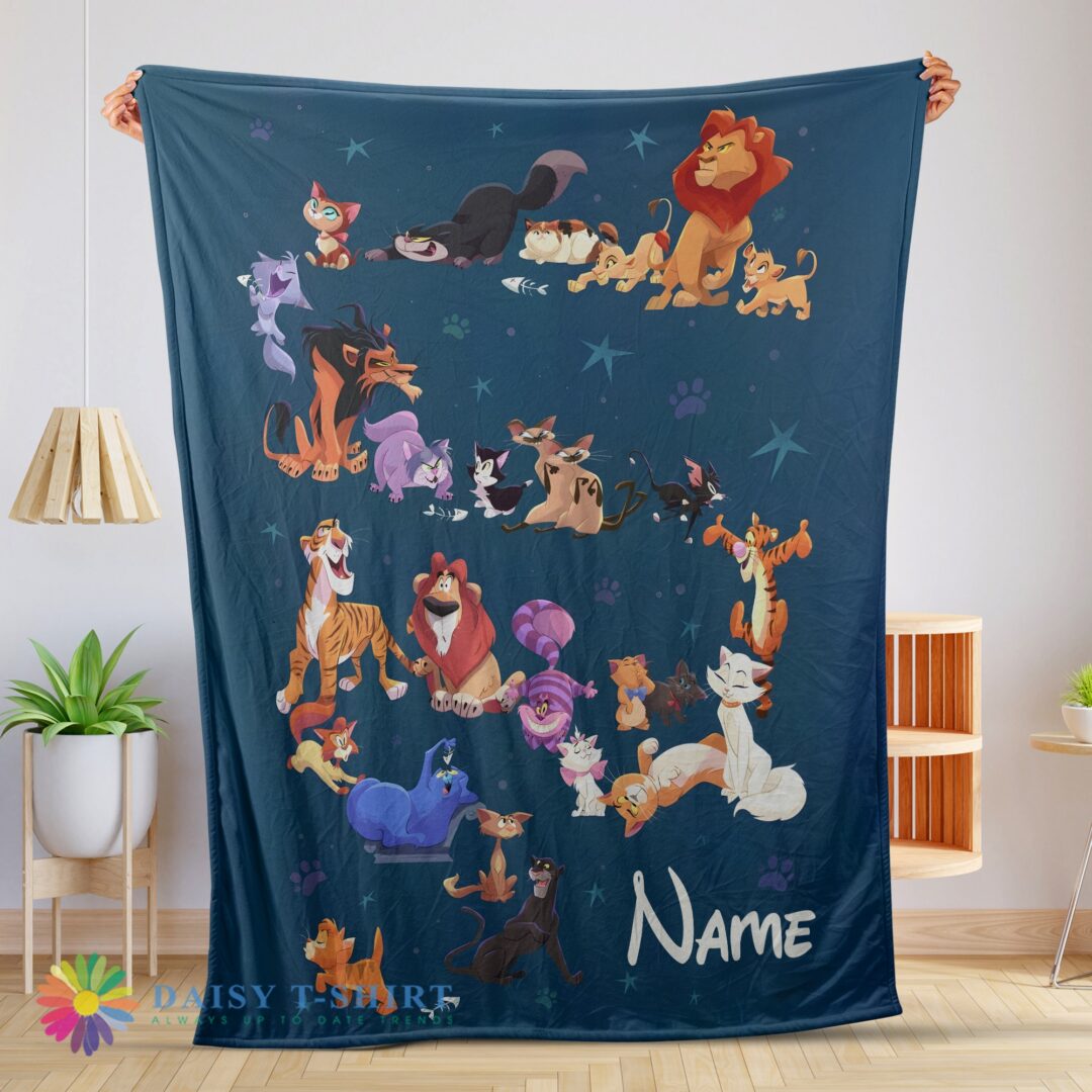 Premium Pefect Disney Cartoon All Cats Character Blanket Fleece Customized Blanket-mk-01 (1)