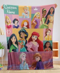 Premium Pefect Disney Cartoon All Princess Characters Blanket Fleece Customized Blanket