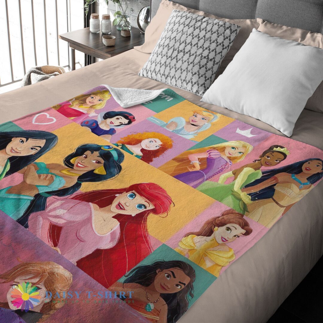 Premium Pefect Disney Cartoon All Princess Characters Blanket Fleece Customized Blanket-mk-01 (3)