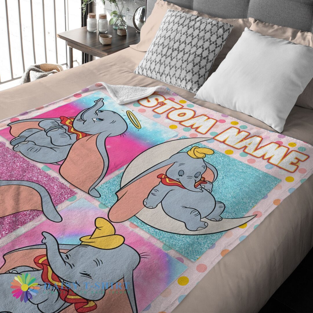 Premium Pefect Disney Cartoon Baby Girl Elephant Dumbo Velveteen Cute Blanket Fleece Customize (3)