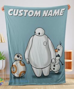 Premium Pefect Disney Cartoon Big Hero 6 Baymax With Friends Blanket Fleece Customized Blanket