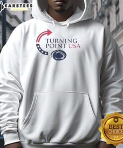 Premium Penn State Nittany Lions X Freedom Turning Point USA Charlie Kirk Hoodie in navy blue, showcasing school spirit.