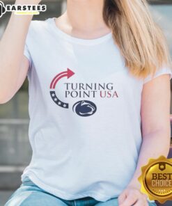 Alt Text: Premium Penn State Nittany Lions X Freedom Turning Point USA Charlie Kirk ladies tee in stylish design.