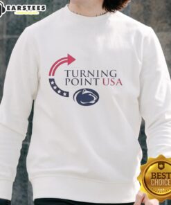 Premium Penn State Nittany Lions X Freedom Turning Point USA Charlie Kirk Sweatshirt in navy blue with logo detail.