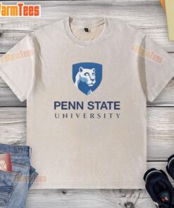 Premium Penn State University Nittany Lions washed t-shirt in blue, featuring the iconic logo and comfortable fit.