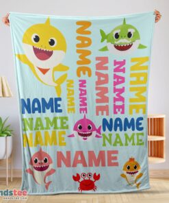 Premium Personalized Baby Shark Blanket Fleece Customized Blanket