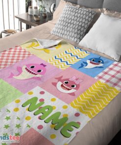 Premium Personalized Colorful Baby Shark Blanket Fleece Customized Blanket - Image 4