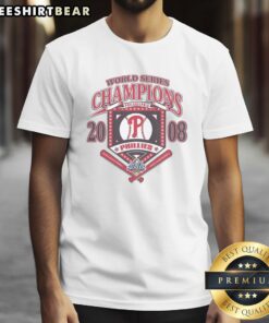 Alt Text: Premium Philadelphia Phillies White Cooperstown World Series Champions Arch T-Shirt showcasing team pride and style.