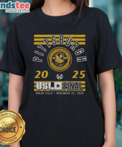 Premium Pittsburgh Riverhounds SC 2025 USL Championship Final ladies tee featuring team colors and logo.