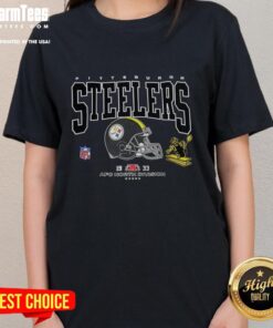 Premium Pittsburgh Steelers Football AFC North Division Est 1933 logo on a ladies tee shirt design.