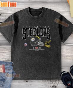 Alt Text: Premium Pittsburgh Steelers Football AFC North Division Est. 1933 logo on a washed t-shirt, perfect for fans.