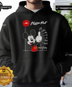 Premium Pizza Hut x Mickey Fluff Off hoodie featuring vibrant graphics and cozy design for ultimate comfort and style.