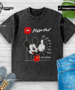 Premium Pizza Hut x Mickey Fluff Off You Me Us It This That Everything T-Shirt displayed on a vibrant background.