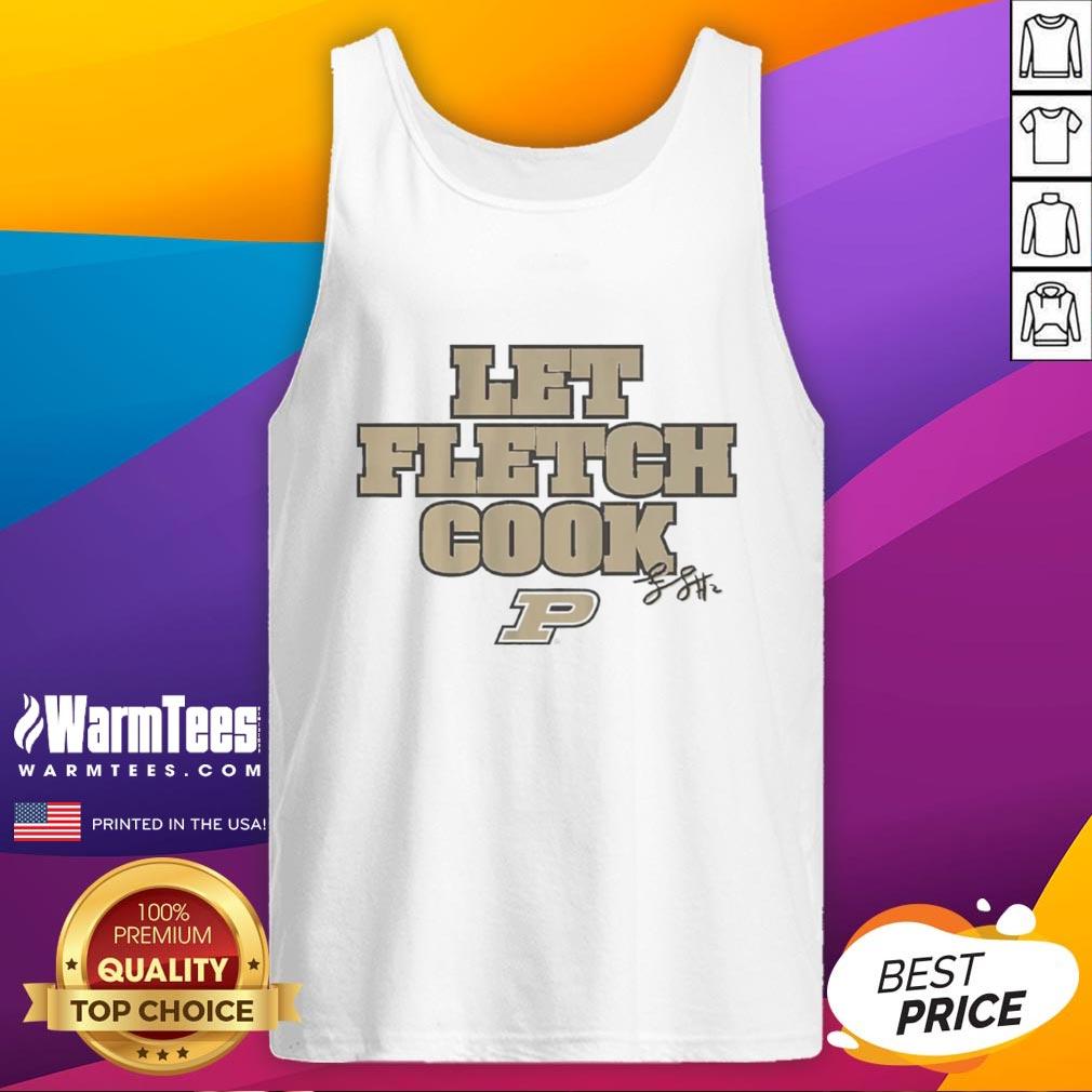 premium-purdue-boilermakers-basketball-fletcher-loyer-let-fletch-cook-signature-tank-top Premium Purdue Boilermakers Basketball tank top featuring Fletcher Loyer's 'Let Fletch Cook' signature design.