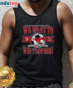 Men's tank top featuring 'Premium SME Mustangs We Want To Champions Win Trophies' design for soccer fans.