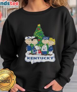 Alt Text: Premium Snoopy and Fiends Kentucky Wildcats Christmas sweatshirt featuring festive graphics and cozy design.
