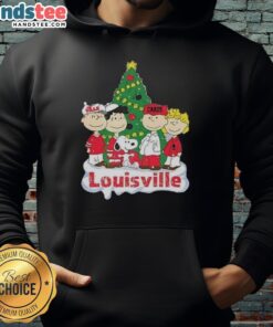 Alt Text: Premium Snoopy and Fiends Louisville Cardinals Christmas Hoodie featuring festive design and team colors for fans.
