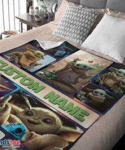 Premium Star Wars Baby Yoda Collage Blanket Fleece Customized Blanket - Image 4