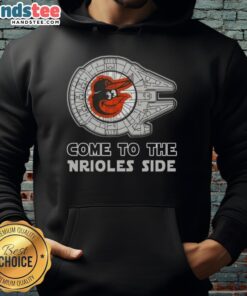 Premium Star Wars Come to the Baltimore Orioles Side Hoodie featuring a vibrant design for fans of both franchises.
