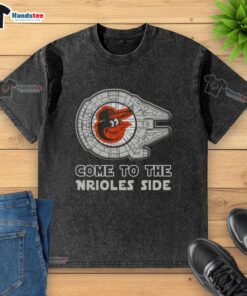 Premium Star Wars Come to the Baltimore Orioles Side Washed T-Shirt featuring a stylish design for fans.