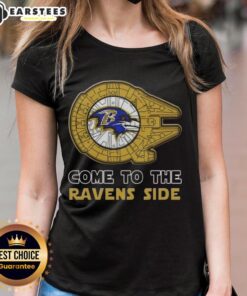 Premium Star Wars Baltimore Ravens Side Ladies Tee featuring stylish design for fans of both franchises.