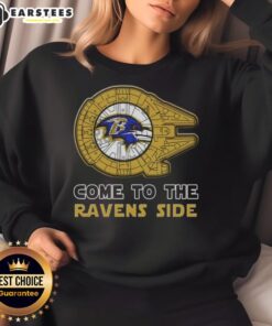 Premium Star Wars Baltimore Ravens side sweatshirt featuring iconic designs for fans of both franchises.