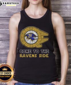 Premium Star Wars Come to the Baltimore Ravens Side Tank Top featuring vibrant graphics and team colors.