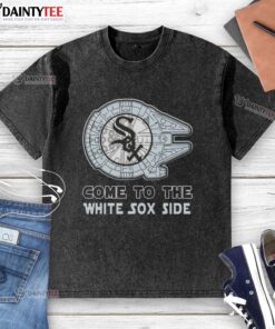 Premium Star Wars Come To The Chicago White Sox Side Washed T-Shirt featuring iconic characters and team logo.