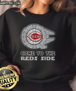 Premium Star Wars Cincinnati Reds side sweatshirt featuring unique graphics and comfortable design for fans.