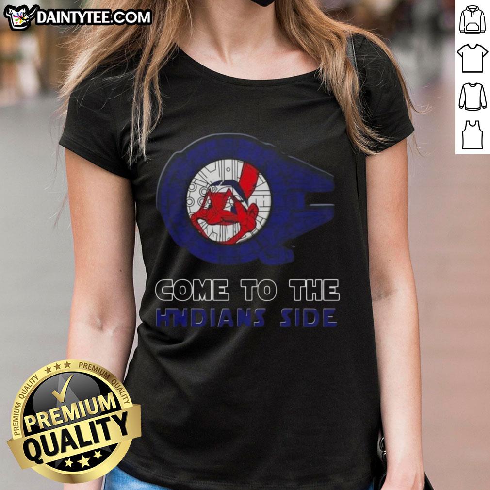 premium-star-wars-come-to-the-cleveland-indians-side-ladies-tee Premium Star Wars Come to the Cleveland Indians Side Ladies Tee featuring a stylish design for female fans.