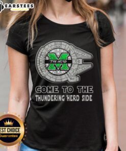 Premium Star Wars Come to the Marshall Thundering Herd Side Ladies Tee featuring a stylish design for fans.