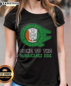 Premium Star Wars Come to the Miami Hurricanes Side Ladies Tee featuring vibrant graphics and a stylish fit for fans.