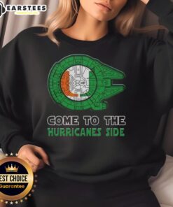 Premium Star Wars Come to the Miami Hurricanes side sweatshirt featuring vibrant designs and team colors.