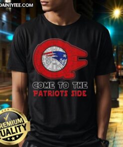 Premium Star Wars t-shirt featuring New England Patriots logo, perfect for fans combining sports and sci-fi style.