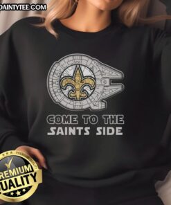 Premium Star Wars sweatshirt for New Orleans Saints fans, featuring bold graphics and a stylish side design.