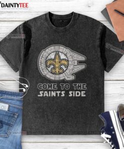 Premium Star Wars Come to the New Orleans Saints Side Washed T-Shirt featuring a unique design for fans and collectors.