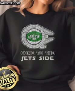 Premium Star Wars Come to the New York Jets side sweatshirt featuring iconic designs for fans and stylish comfort.